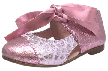 Chupetin 9371 Silver Pink Shimmer Sparkle Patent Leather Slip On Ballerina Ballet Flats