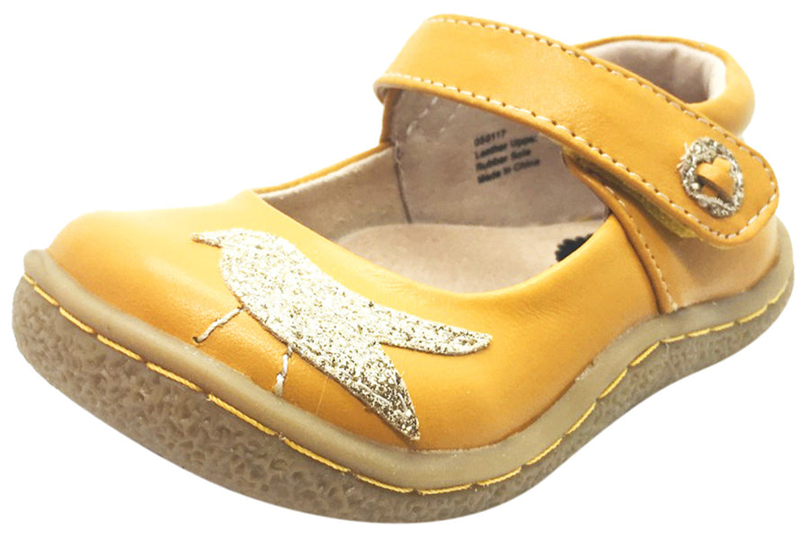 Livie & Luca Girl's Pio Pio Butterscotch Natural Leather Shimmer Dove Hook and Loop Mary Jane Shoes