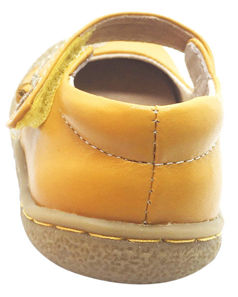 Livie & Luca Girl's Pio Pio Butterscotch Natural Leather Shimmer Dove Hook and Loop Mary Jane Shoes