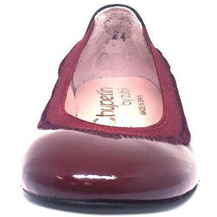 Chupetin 9315 Burgundy Patent Leather Elastic Slip On Ballet Flats
