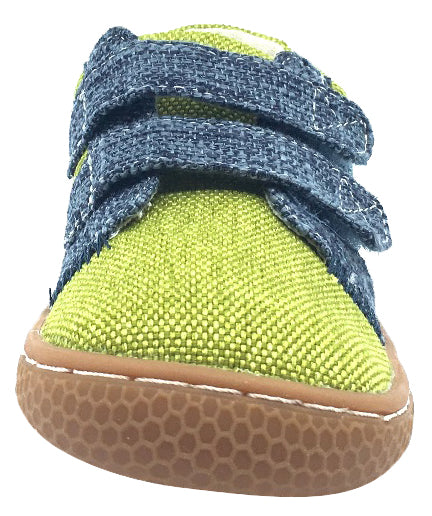 Livie & Luca Boy's Hayes Lime Green Natural Textile Casual Sneaker Shoes with Double Hook and Loop Straps