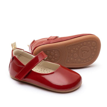 Tip Toey Joey Girl's Dolly Mary Jane Shoes, Patent Red