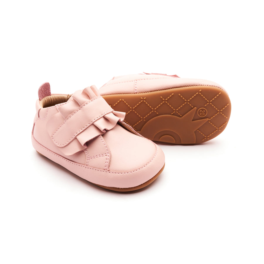Old Soles Girl's 0087R Frilly Baby Casual Shoes - Powder Pink / Gum Sole
