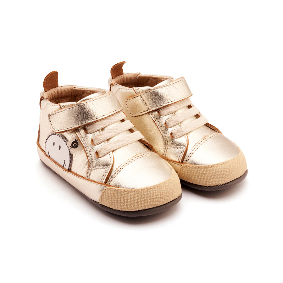 Old Soles Girl's and Boy’s Super Smile Casual Shoes - Gold / Snow