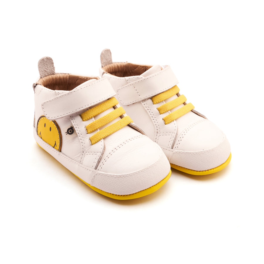 Old Soles Boy's and Girl's Super Smile Casual Shoes - Snow / Fluro Yellow