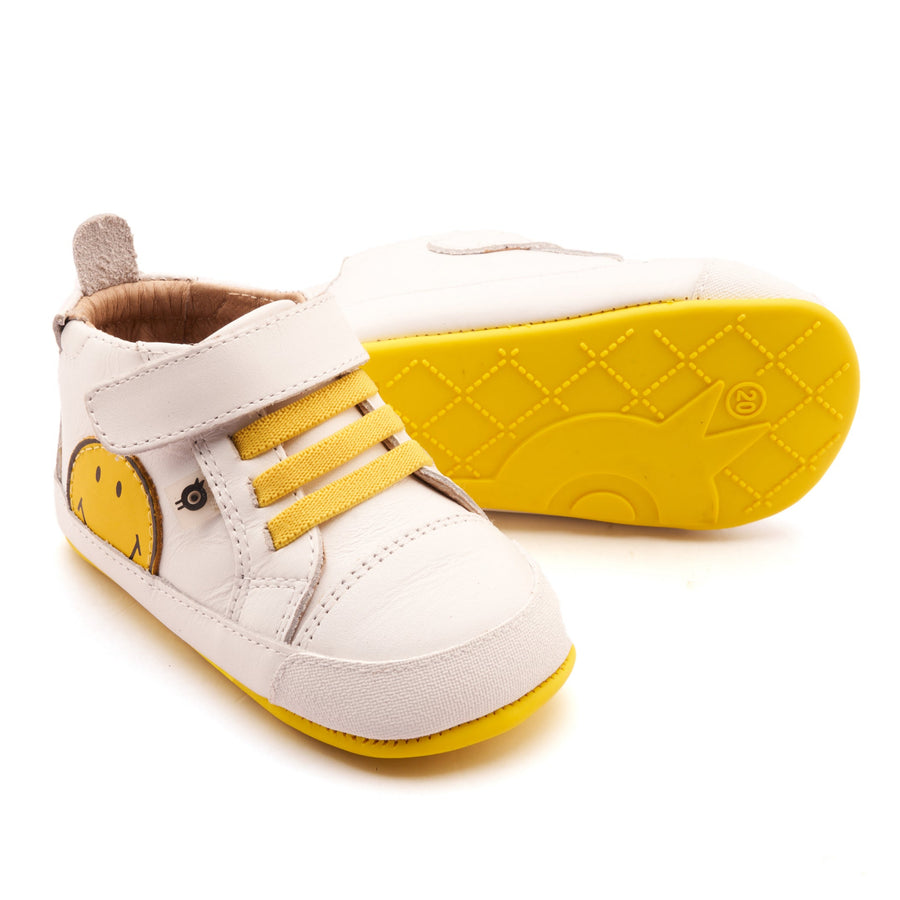 Old Soles Boy's and Girl's Super Smile Casual Shoes - Snow / Fluro Yellow