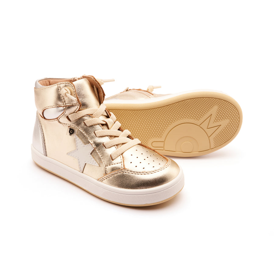 Old Soles Boy's and Girl's Starling Casual Shoes - Gold / Silver / Nacardo Blanco