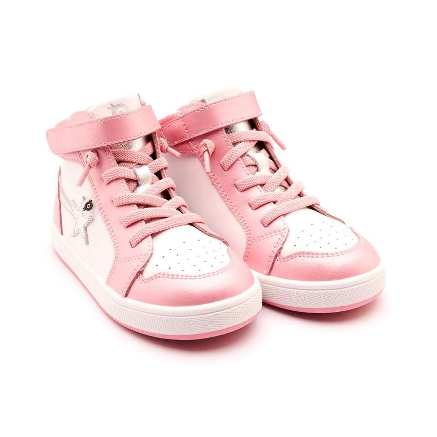 Old Soles Girl's 1007 Team-Star Casual Shoes - Snow / Pearlised Pink / Silver