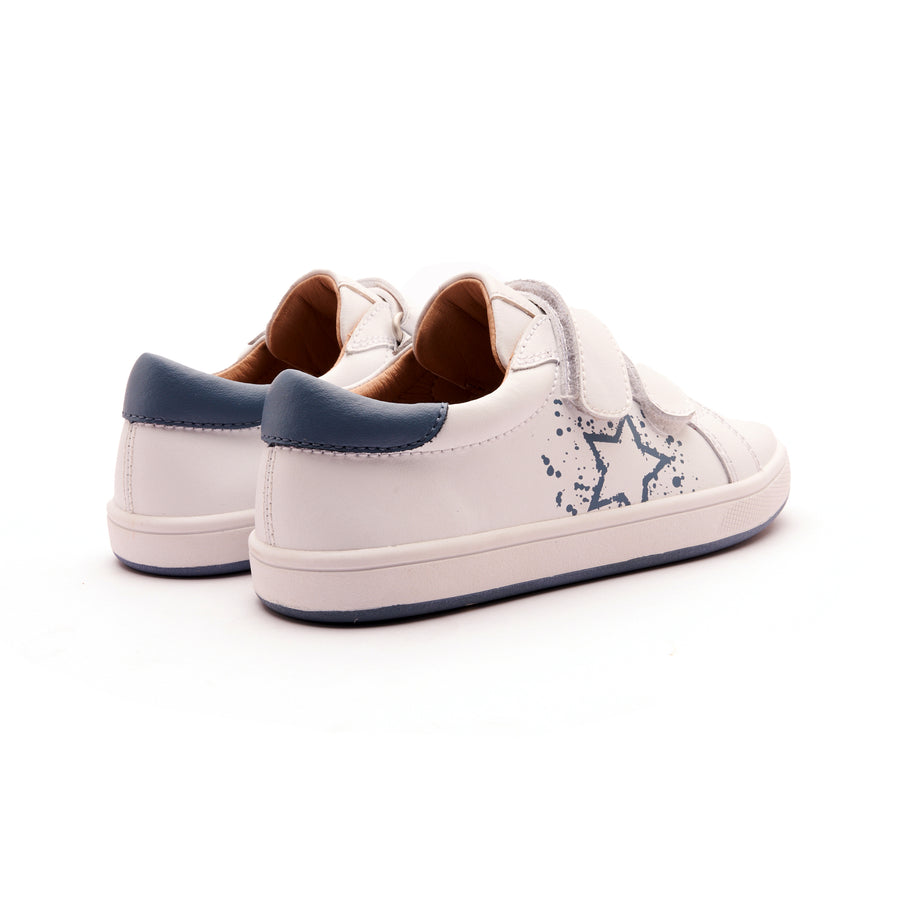 Old Soles Boy's and Girl's Low Splash Casual Shoes - Snow / Indigo / White Indigo