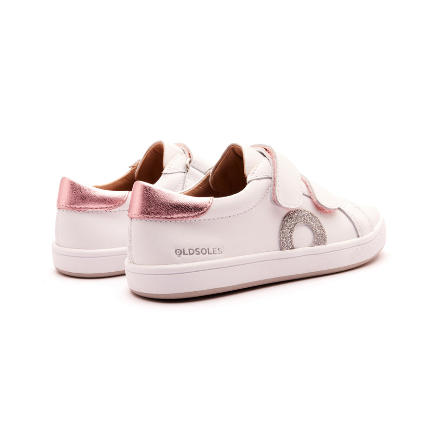 Old Soles Girl's 1018 Oldsoles Kix Casual Shoes - Snow / Pink Frost / Glam Argent / White Silver Sole
