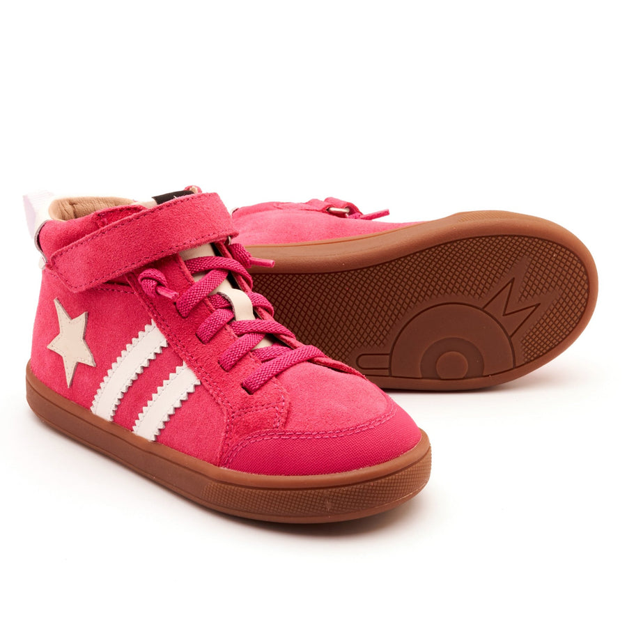 Old Soles Girl's WOS High Top Casual Shoes - Hot Pink Suede / Snow / Sporco