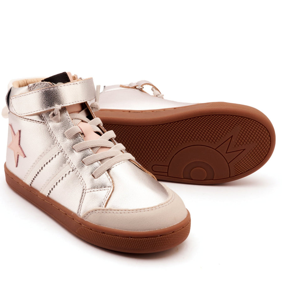 Old Soles Girl's WOS High Top Casual Shoes - Silver / Dalia / Snow