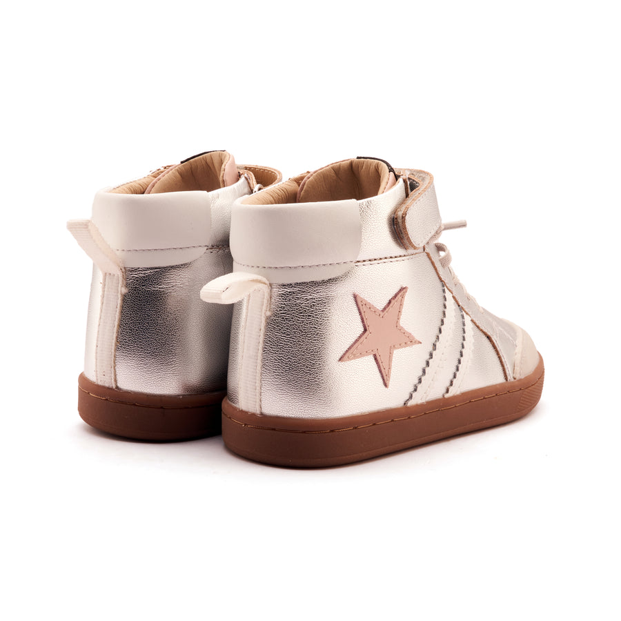 Old Soles Girl's WOS High Top Casual Shoes - Silver / Dalia / Snow