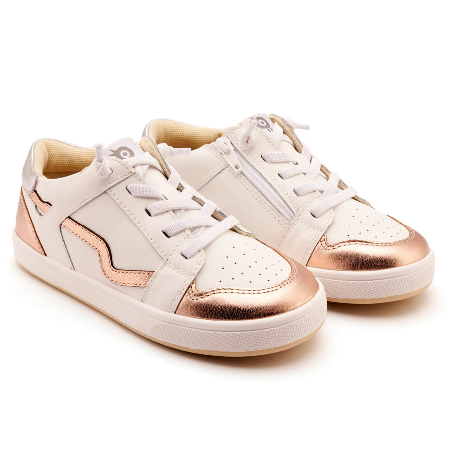 Old Soles Girl's Field Runner Casual Shoes - Snow / Copper / Silver