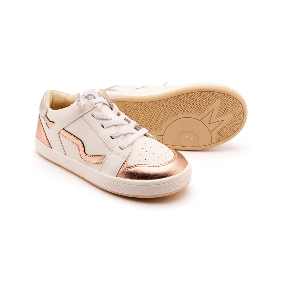 Old Soles Girl's Field Runner Casual Shoes - Snow / Copper / Silver