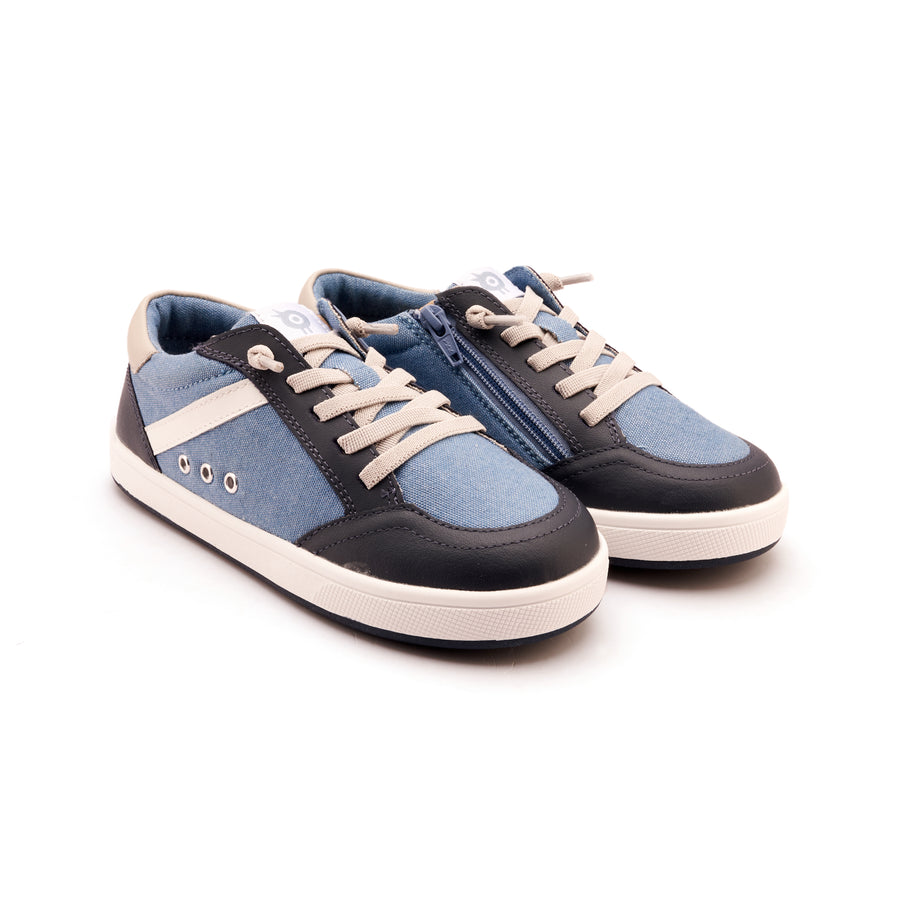 Old Soles Boy's and GIrl's Jet Casual Shoes - Light Denim Canvas / Navy / Snow