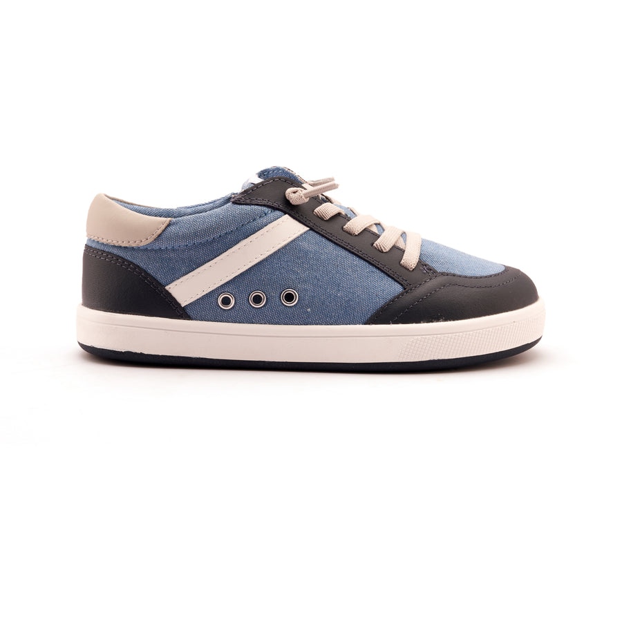 Old Soles Boy's and GIrl's Jet Casual Shoes - Light Denim Canvas / Navy / Snow