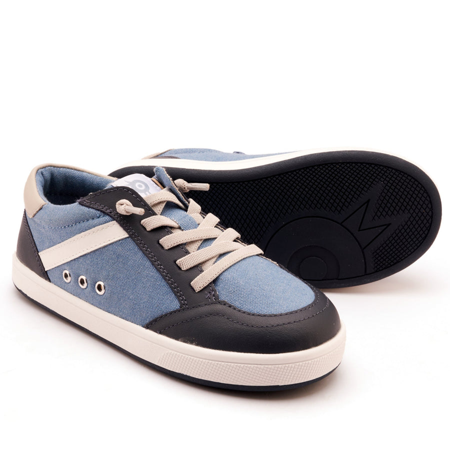 Old Soles Boy's and GIrl's Jet Casual Shoes - Light Denim Canvas / Navy / Snow