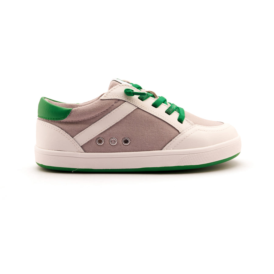 Old Soles Boy's Jet Casual Shoes - Light Grey Canvas / Snow / Neon Green