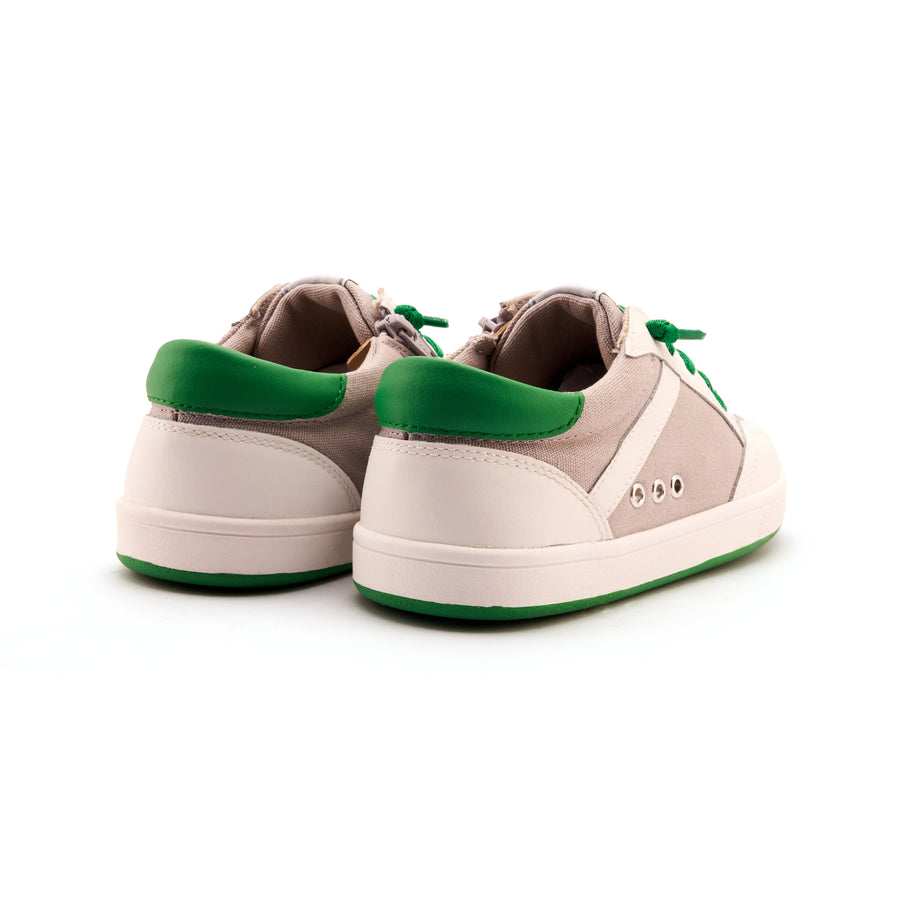 Old Soles Boy's Jet Casual Shoes - Light Grey Canvas / Snow / Neon Green