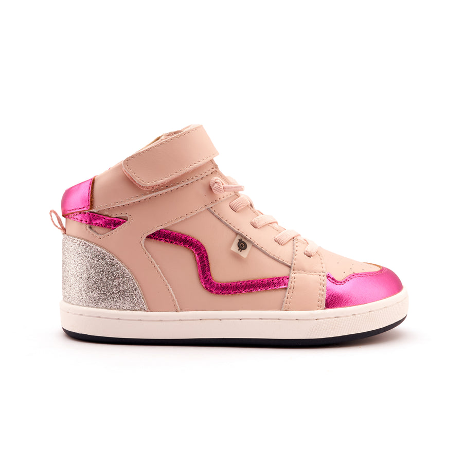 Old Soles Girl's Field Jump Casual Shoes - Dalia / Fuchsia Foil / Glam Argent
