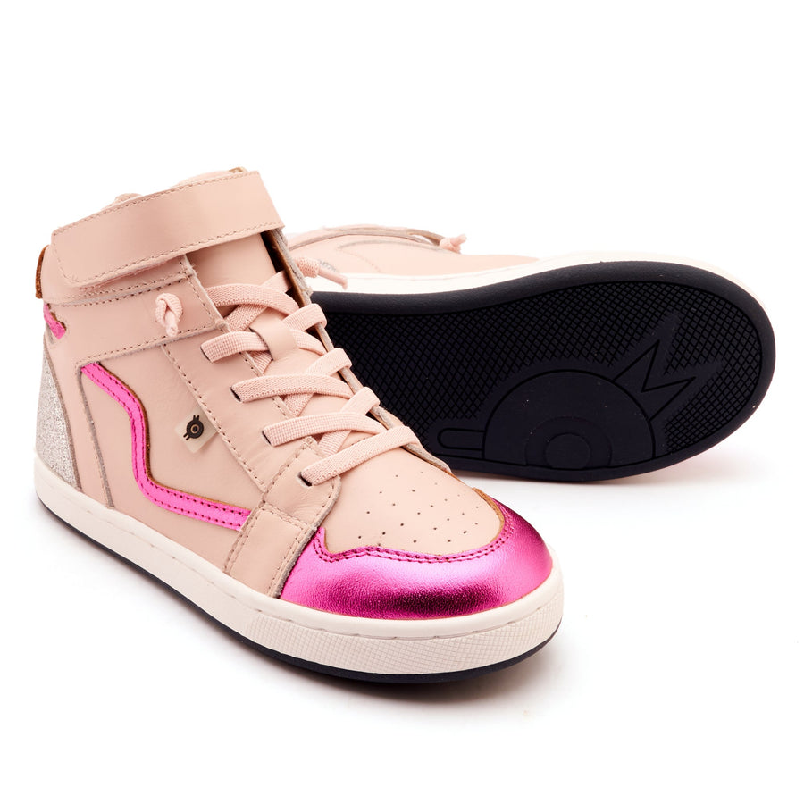 Old Soles Girl's Field Jump Casual Shoes - Dalia / Fuchsia Foil / Glam Argent
