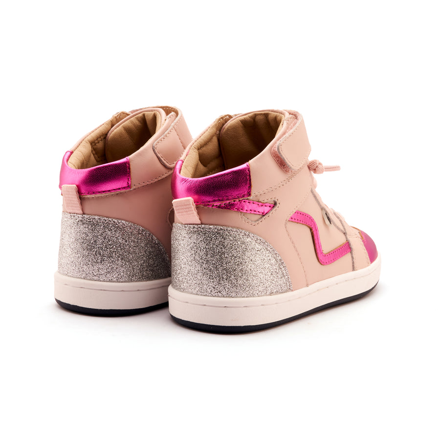 Old Soles Girl's Field Jump Casual Shoes - Dalia / Fuchsia Foil / Glam Argent