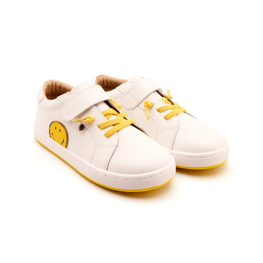 Old Soles Boy's and Girl's Smiles Casual Shoes - Snow / Fluro Yellow