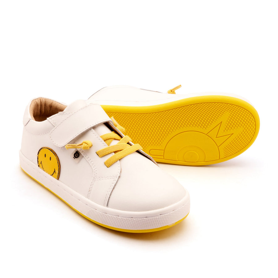 Old Soles Boy's and Girl's Smiles Casual Shoes - Snow / Fluro Yellow