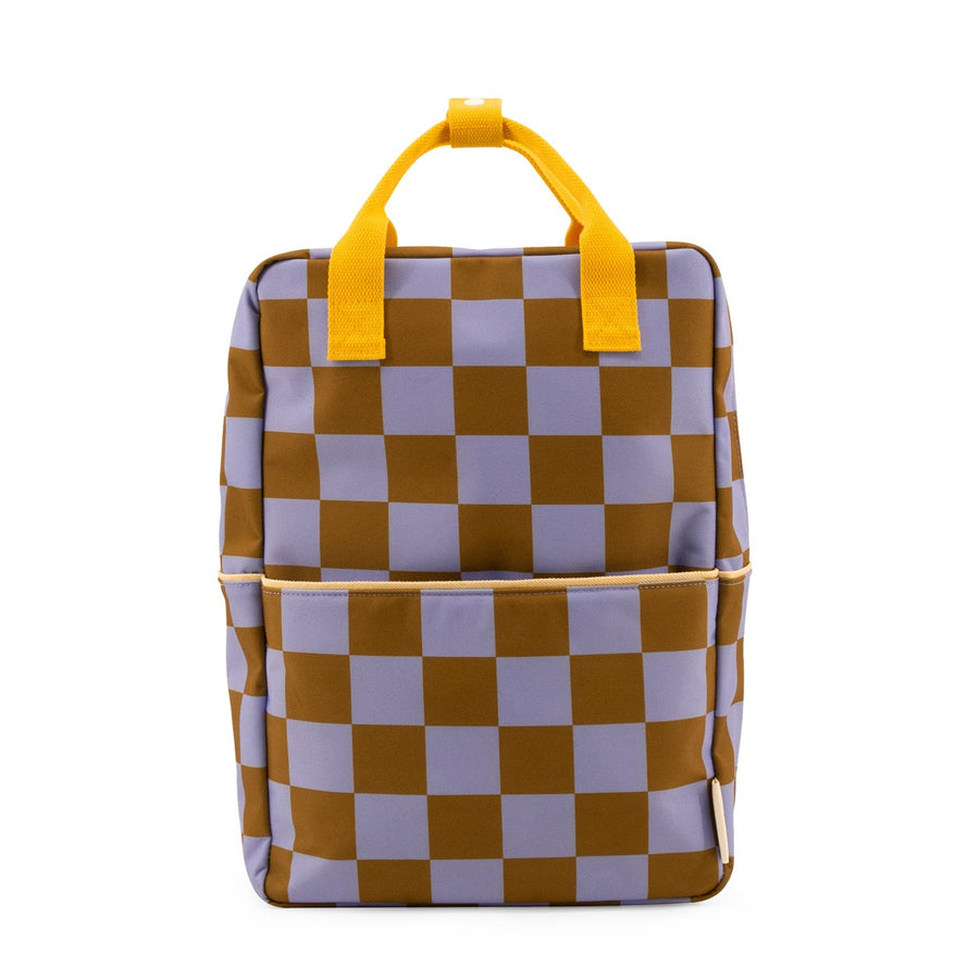 Sticky Lemon Farmhouse Checkerboard Large Backpack, Blooming Purple/Soil Green