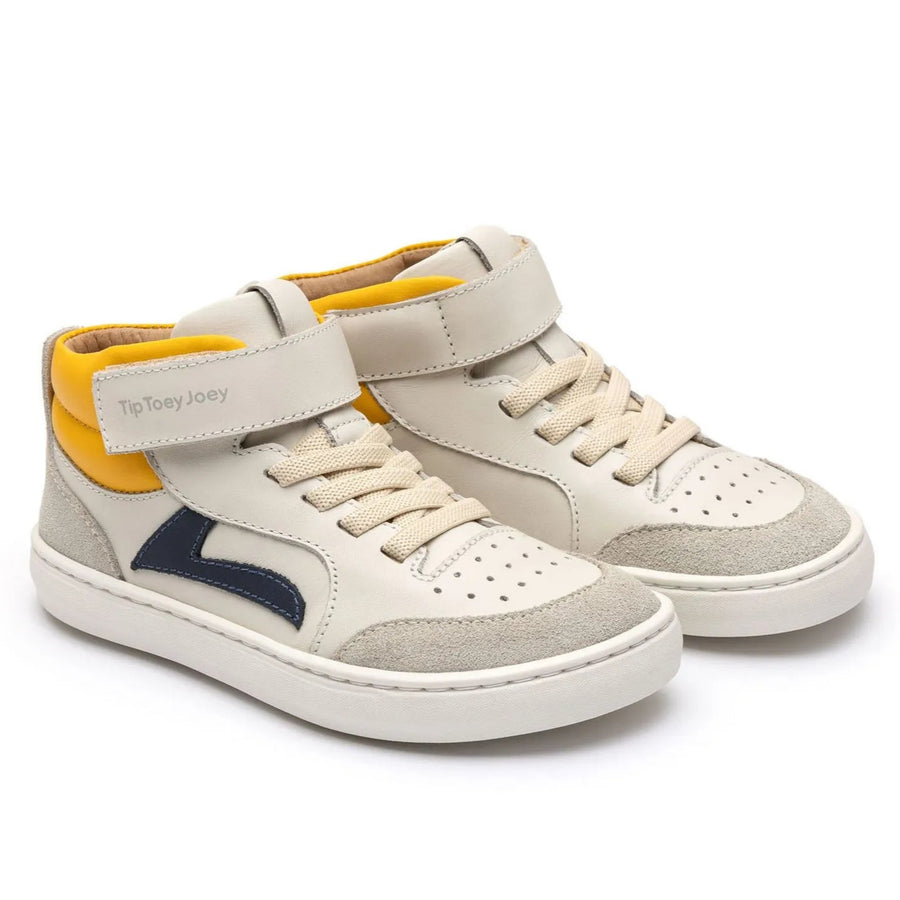 Tip Toey Joey Boy's and Girl's Landy High-Top Sneakers - Tapioca / Navy / Caja