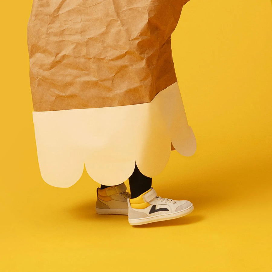 Tip Toey Joey Boy's and Girl's Landy High-Top Sneakers - Tapioca / Navy / Caja