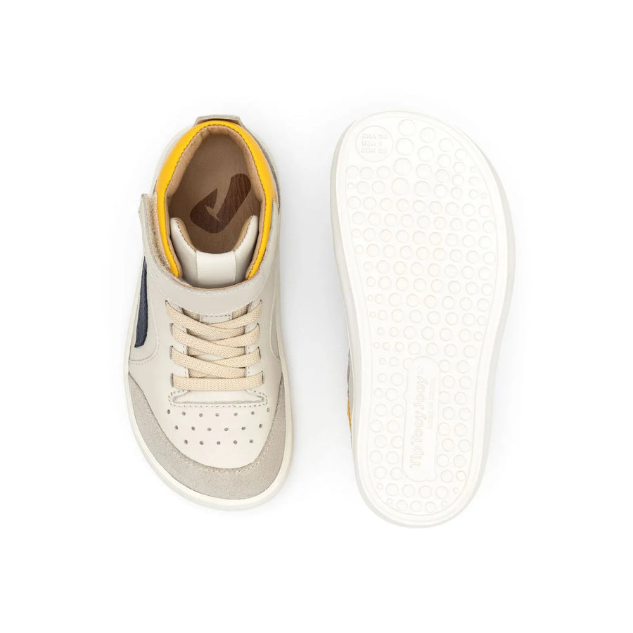 Tip Toey Joey Boy's and Girl's Landy High-Top Sneakers - Tapioca / Navy / Caja