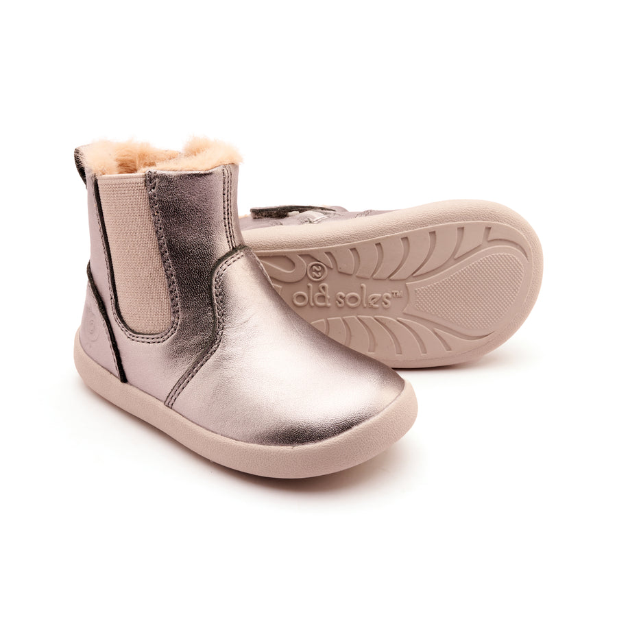 Old Soles Boy's and Girl's Rider Boot Casual Shoes - Rich Silver