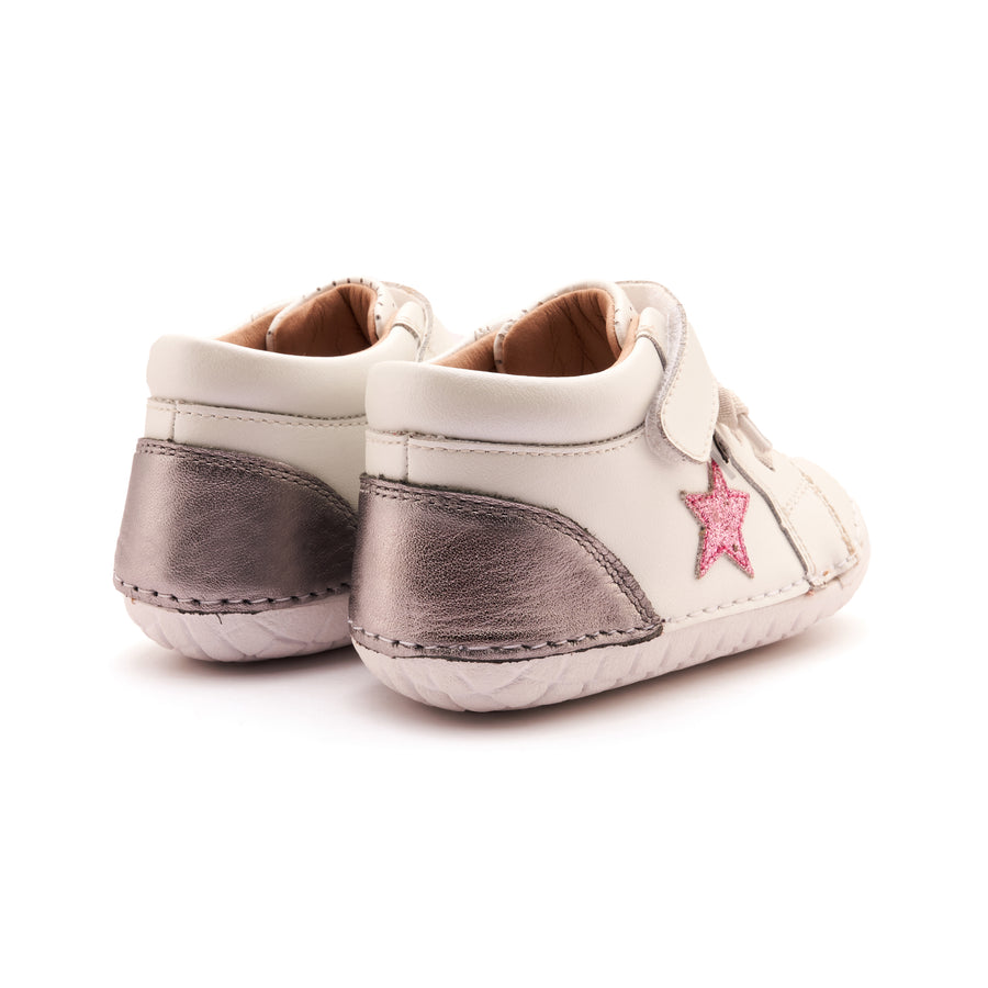 Old Soles Girl's Champster Pave Casual Shoes - Nacardo Blanco / Rich Silver / Glam Pink