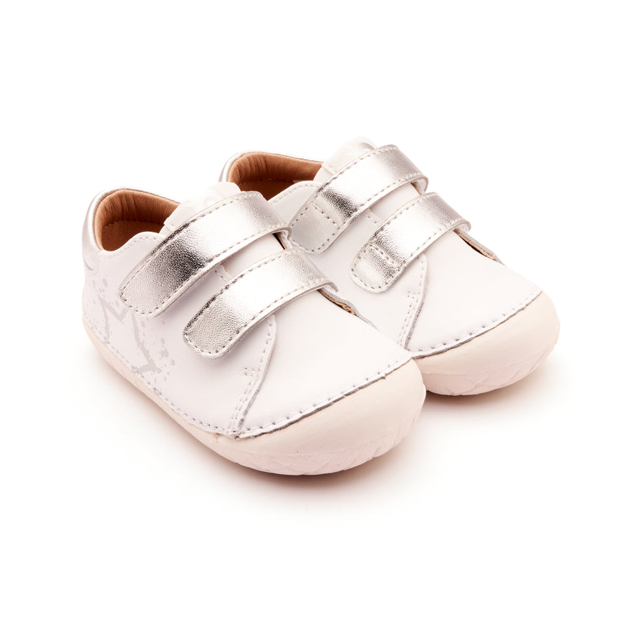Old Soles Girl's 4101 Pave Splash Casual Shoes - Snow / Silver / White Sole