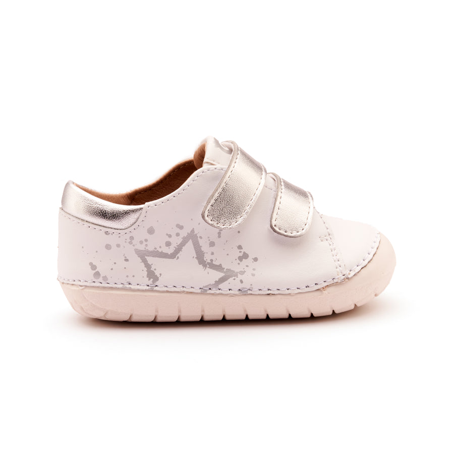 Old Soles Girl's 4101 Pave Splash Casual Shoes - Snow / Silver / White Sole