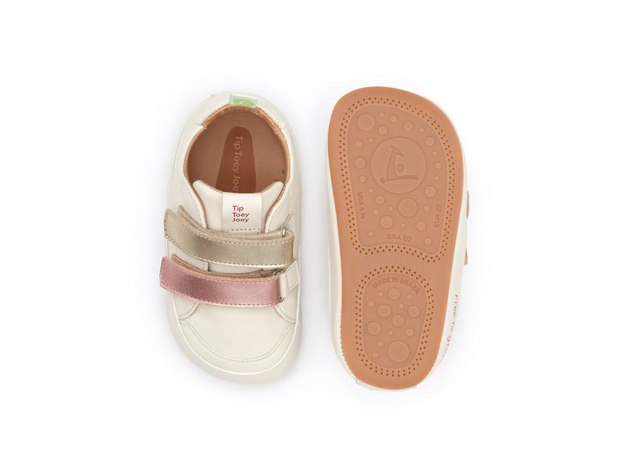 Tip Toey Joey Girl's Bossy Play Sneakers - Tapioca / Rose Gold / Champagne