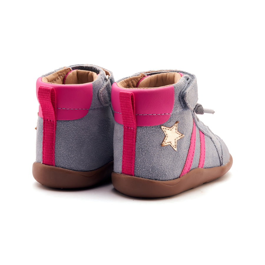 Old Soles Girl's Boss Ground Casual Shoes - Dusty Blue Suede / Gold / Rosy