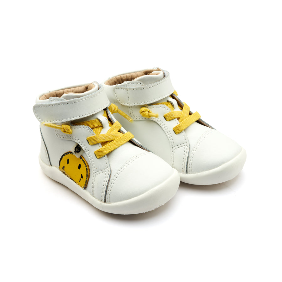 Old Soles Boy's and Girl's Smiley Ground Casual Shoes - Snow / Fluro Yellow