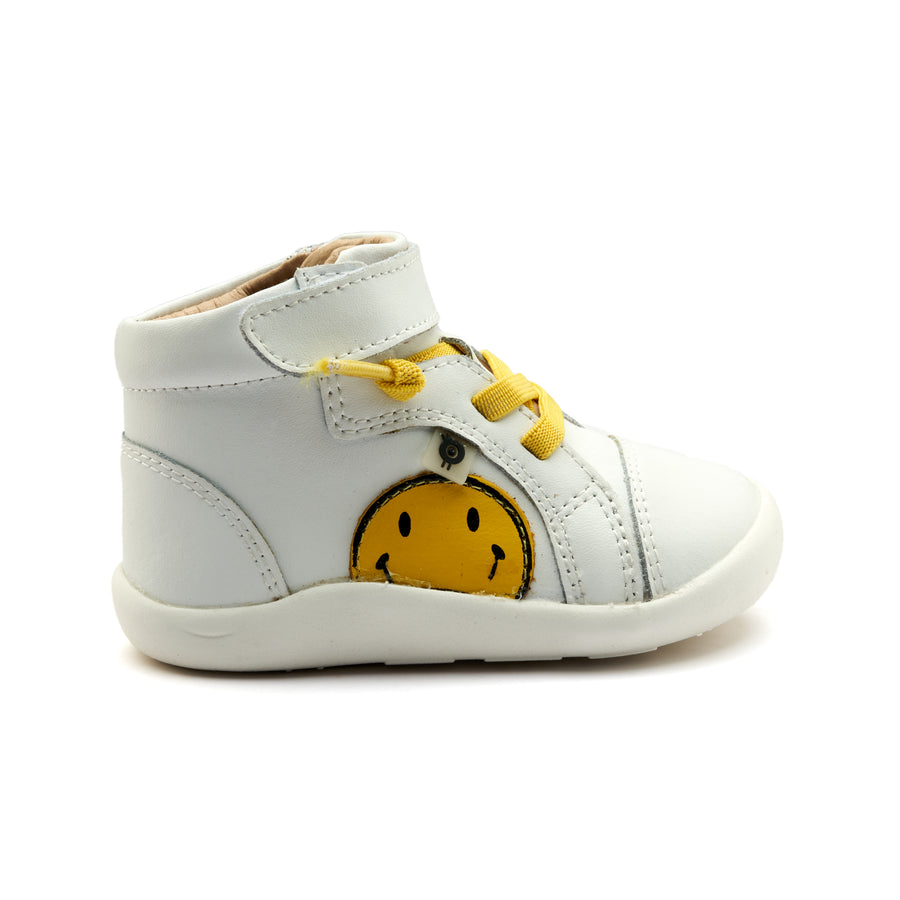 Old Soles Boy's and Girl's Smiley Ground Casual Shoes - Snow / Fluro Yellow