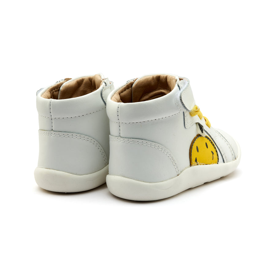 Old Soles Boy's and Girl's Smiley Ground Casual Shoes - Snow / Fluro Yellow