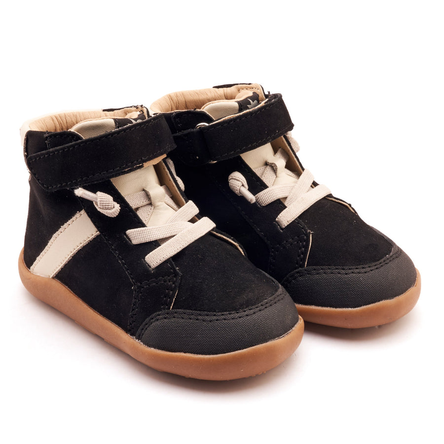 Old Soles Boy's Retro Ground High Top Casual Shoes - Black Suede / Sporco