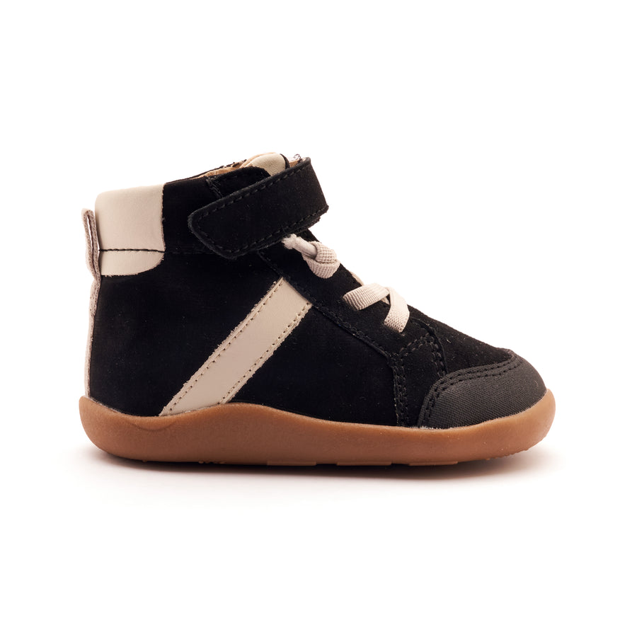 Old Soles Boy's Retro Ground High Top Casual Shoes - Black Suede / Sporco