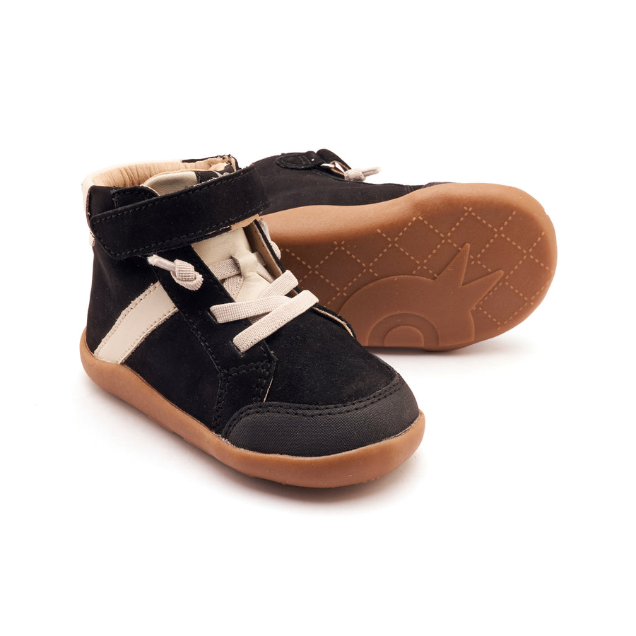 Old Soles Boy's Retro Ground High Top Casual Shoes - Black Suede / Sporco