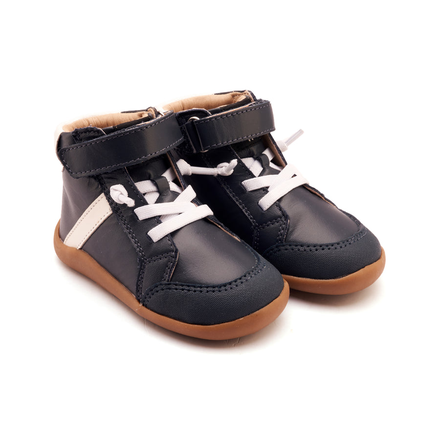 Old Soles Boy's Retro Ground High Top Casual Shoes - Navy / Snow