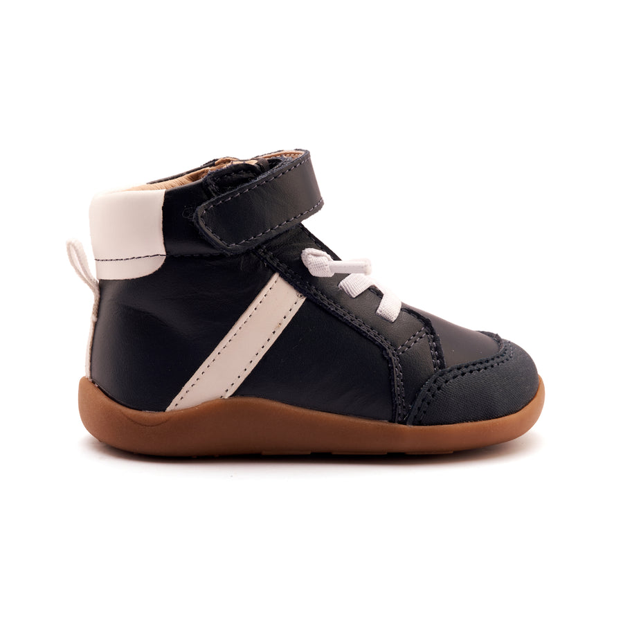Old Soles Boy's Retro Ground High Top Casual Shoes - Navy / Snow
