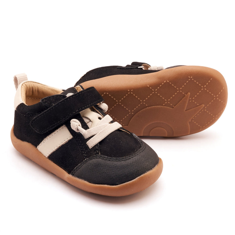 Old Soles Boy's and Girl's Retro Ground Casual Shoes - Black Suede / Sporco