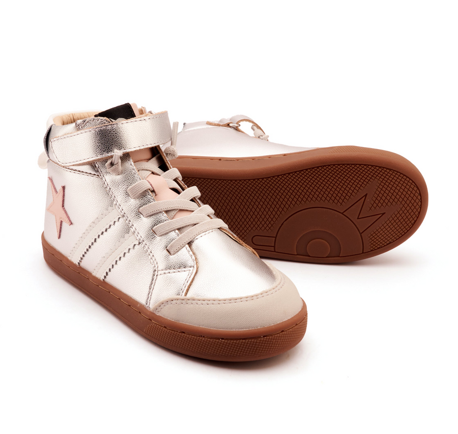 Old Soles Girl's WOS High Top Casual Shoes - Silver / Dalia / Snow