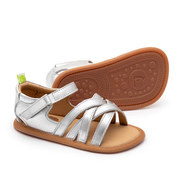 Tip Toey Joey Girl's Criss Cross Sandals - Sterling Silver